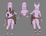  2019 anthro areola bandage big_butt breasts butt chiropteran dagger dreadlocks dual_wielding female flashspot grey_background hair hair_bun hi_res holding_object holding_weapon hollandworks long_hair looking_at_viewer mammal mask melee_weapon model_sheet navel nipples nude pink_eyes pink_hair pink_nose pussy rogue scarf simple_background solo standing tribal weapon wide_hips 