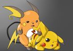  anal_penetration butt cum cum_on_butt duo feral feral_on_feral from_behind gay gradient_background lying male murderous nintendo nude on_front one_eye_closed open_mouth penetration pikachu pok&#233;mon pok&eacute;mon raichu sex video_games 