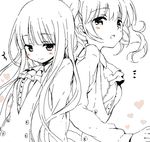  2girls 3: :o ascot back-to-back bangs blunt_bangs blush chiyingzai drawr heart inu_x_boku_ss long_hair monochrome multiple_girls oekaki roromiya_karuta school_uniform shirakiin_ririchiyo short_hair short_twintails spot_color twintails upper_body 