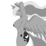  anthro anthrofied arms_behind_head breasts cutie_mark equine female friendship_is_magic hair horn horse long_hair looking_at_viewer mammal my_little_pony nipples plain_background princess_luna_(mlp) side_boob solo suirano white_background winged_unicorn wings 
