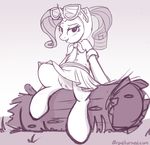  clothing equine eyewear female feral friendship_is_magic glasses horn log mammal monochrome my_little_pony presenting pussy rarity_(mlp) skirt solo unicorn wood 