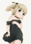  :q blonde_hair blue_eyes choker dress feral_lemma final_fantasy final_fantasy_xiv lalafell off_shoulder pointy_ears short_hair solo tongue tongue_out twintails 