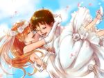  1boy 1girl couple dress good_end happy ikari_shinji masaki3 neon_genesis_evangelion soryu_asuka_langley wedding 