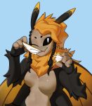 anthro arthropod breasts clothed clothing colored_edge_panties colored_edge_underwear death's-head_hawkmoth eating_clothing eating_panties featureless_breasts female front-print_panties front_view geist_(anoriginalzero) hawk_moth hi_res holding_clothing holding_object holding_panties holding_underwear insect lepidopteran looking_at_viewer marycitrus moth one_eye_closed panties panties_trend presenting_underwear skull_panties skull_underwear solo standing stretched_clothing topless torn_clothing torn_panties torn_underwear underwear white_clothing white_panties white_underwear wink winking_at_viewer