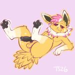 1:1 2026 animal_genitalia animal_penis anthro anus balls black_pawpads black_penis blonde_hair blush bodily_fluids butt canine_genitalia canine_penis claws colored_sketch cute_fangs ear_piercing eeveelution erection fan_character fangs flat_colors fur generation_1_pokemon genital_fluids genitals hair half-closed_eyes hi_res jolteon knot knotted_penis legs_up lying male male_anthro markings multicolored_hair narrowed_eyes nintendo nude_anthro nude_male on_back pawpads paws penis piercing pink_claws pink_hair pokemon pokemon_(species) precum red_eyes short_hair simple_background sketch smile solo taintedstar tan_markings teeth two_tone_hair vein veiny_penis yellow_body yellow_fur