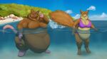 16:9 2026 4k absurd_res anthro beach belly big_belly big_moobs bikini cel_shading chubby_cheeks clothing detailed_background double_chin duo ears_up fat_arms female half_submerged hi_res huge_belly male mammal merai moobs morbidly_obese morbidly_obese_male mouse murid murine navel obese obese_male overweight overweight_female overweight_male rodent sciurid sea shaded signature swimwear tail thick_thighs tree_squirrel treyvon two-piece_swimsuit underwater water white-dragon widescreen