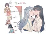  6+girls absurdres bang_dream! bang_dream!_it's_mygo!!!!! black_hair black_shirt blue_eyes blue_hair blush brown_hair brown_hoodie cat chihaya_anon collared_shirt commentary_request falcorusti furrification furry furry_female goat grey_hair highres holding_hands hood hoodie kaname_raana kiss kiss_meter_(meme) korean_commentary long_hair meme multiple_girls nagasaki_soyo parted_lips pink_eyes pink_hair shiina_taki shirt short_hair simple_background takamatsu_tomori togawa_sakiko two_side_up white_background white_hair white_shirt wolf yahata_umiri yellow_eyes yuri 