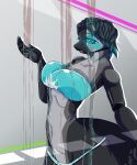 5:6 anthro bikini blue_eyes blue_hair clothing fei_li_(pizzalab_complex) female five_nights_at_freddy's hair hi_res karinfysh looking_at_viewer pizzalab pizzalab_complex pizzalab_complex_redux poster scottgames solo standing swimwear two-piece_swimsuit