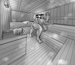 absurd_res ambiguous_penetration amphibian anthro big_butt bodily_fluids butt cum cum_splatter digital_media_(artwork) duo eyes_closed female flat_chested fog french_kissing frog from_behind_position genital_fluids grabbing_from_behind greyscale haplorhine hi_res kissing male male/female mammal monkey monochrome penetration poison_(missthecatdog2000) poison_dart_frog poku_(pokuyuno239) pokuyuno239 primate sauna sauna_bench sauna_sex sex tail