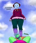 5:6 absurd_res aloha_shirt anthro blue_body blue_eyes blue_scales blue_sky bodily_fluids bottomwear breasts bulge clothing coat dialogue duo earmuffs feet first_person_view foot_fetish foot_play footjob footwear genital_fluids green_body green_bottomwear green_clothing green_pants green_scales hi_res humanoid_feet legless_lizard male male/male motion_lines non-mammal_breasts nonbinary_(lore) outside pants pattern_clothing pattern_shirt pattern_topwear pink_clothing pink_shirt pink_topwear plantigrade precum purple_clothing purple_footwear purple_socks red_clothing red_coat red_topwear reptile scales scalie sex shirt sky snake snap_(susser) sneap_(susser) socks spicyredacted stirrup_footjob stirrup_legwear stirrup_socks text topwear unsure wide_hips