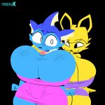 1:1 anthro areola balls balls_as_fake_breasts barely_visible_genitalia barely_visible_nipples barely_visible_penis big_balls big_breasts black_background black_nose blonde_hair blue_body blue_foreskin blue_fur blue_penis blue_skin breasts bulge clothed clothing crossdressing digital_media_(artwork) dominant dominant_female dress duo eeveelution exhibitionism fake_breasts fan_character female femboy fingers foreskin freckled_breasts freckled_face freckles fur generation_1_pokemon genitals glans hair hand_on_shoulder hi_res huge_balls huge_breasts humanoid_genitalia humanoid_penis hyper hyper_balls hyper_genitalia jolteon looking_at_another looking_worried male male/female mammal nintendo nipples partially_clothed partially_retracted_foreskin penis pink_glans pokemon pokemon_(species) simple_background smile submissive submissive_male sundaebunnyx thick_thighs vaporeon wide_hipped_anthro wide_hipped_female wide_hipped_male wide_hips yellow_body yellow_fur