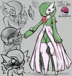 3_fingers 5_fingers absurd_res ambiguous_gender angry bodily_fluids bulge chest_spike clothing colored dantheartist67 dress english_text expressions faceless_character faceless_human femboy fingerless_gloves fingers gardevoir generation_3_pokemon gesture gloves green_hair hair hand_gesture handwear hi_res human humanoid legwear male male_humanoid mammal middle_finger model_sheet monochrome nintendo pokemon pokemon_(species) reactions red_eyes shocked spikes spikes_(anatomy) standing sweat text thigh_highs wide_eyed wristband