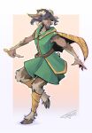 anthro bard black_hair cape clothed clothed_anthro clothing dungeons_and_dragons fauxfowl flute green_eyes hair hasbro hooves horn male musical_instrument satyr shirt topwear tunic wind_instrument wizards_of_the_coast woodwind_instrument