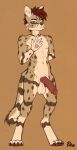 4_toes 5_fingers abs absurd_res anthro balls bodily_fluids brown_body brown_fur claws digital_media_(artwork) feet felid feline fingers fluffy fluffy_tail fluffyminx fur fur_markings genital_fluids genitals hair hand_symbol hi_res hindpaw male mammal markings muscular nude paws penis precum red_hair serval simple_background sketch solo spots tail toes