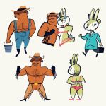 1:1 absurd_res accessory alternate_costume alternate_version_at_source andromorph anthro antlers armpit_hair belly_hair belt belt_buckle big_breasts big_clitoris big_muscles big_pecs bikini bison black_eyes blue_clothing blue_suit body_hair boots bottomwear bovid bovine bra breast_squish breasts breasts_frottage brown_body brown_fur brown_hair bucket buckle business_attire business_suit businesswear button_(fastener) chaps chest_hair clitoris clock clothed clothing container cowboy_hat curly_hair denim denim_bottomwear denim_clothing eyelashes facial_hair farmer female flexing flexing_muscles footwear fringe_bottomwear fringe_gloves fur genitals gloves goatee hair hair_bun hair_over_eye hairy handwear hat headgear headwear hi_res high_heels horn humanoid intersex jackelope jeans lagomorph leather leather_clothing leather_gloves leather_handwear legwear male mammal mastectomy_scar mint_fur mostly_nude muscular muscular_male necktie nipples overalls pants partially_clothed pecs presenting presenting_breasts presenting_vulva pubes rear_view scar scut_tail shaggy_fur shaggy_hair shirt shoes short_tail smile squish stockings straight_hair suit suitcase swimwear tail topwear trans_(lore) trans_man_(lore) two-piece_swimsuit underwear vickydanne vulva watch