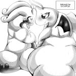 1:1 2026 antennae_(anatomy) anthro belly big_butt big_tail blush blush_lines butt cel_shading digital_drawing_(artwork) digital_media_(artwork) dragon dragonite duo eye_contact felipotyphlosion female female_anthro generation_1_pokemon generation_6_pokemon goodra hi_res looking_at_another male male/female male_anthro markings membrane_(anatomy) membranous_wings monochrome mythological_creature mythological_scalie mythology narrowed_eyes nintendo open_mouth overweight overweight_anthro overweight_female overweight_male pokemon pokemon_(species) romantic romantic_couple scalie shaded simple_background slime tail tail_butt thick_tail thick_thighs white_background wings