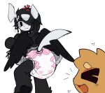 anthro anthrofied biped black_body black_fur black_pawpads black_wings blush brown_body brown_fur clothed clothing diaper digital_media_(artwork) duo eevee embarrassed feet female fur generation_1_pokemon generation_6_pokemon handwear hindpaw horn humiliation laugh male mammal mega_absol mega_evolution miss_absol mittens muffin_(puppypamps) multicolored_body multicolored_fur nintendo open_mouth open_smile pawpads paws pink_diaper pokemon pokemon_(species) pokemorph puppypamps raised_tail rear_view sharp_teeth simple_background smile soiled_diaper solo_focus tail teeth two_tone_body two_tone_fur unclean_diaper used_diaper wearing_diaper white_background white_body white_fur wings