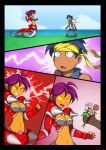 2020 absurd_res accessory angry apode armor black_border bolo_(shantae) border breastplate breasts cleavage clothed clothing comic day digital_media_(artwork) draconcopode duo enemies_to_lovers female flower frown fully_clothed giving_flower gloves hair handwear headband hi_res holding_flower holding_object human human_on_humanoid humanoid humanoid_pointy_ears interspecies lamia legless loodanonmus love male male/female mammal medium_breasts monster_girl_(genre) naga_(shantae) navel offering_flower outside pauldron plant pointy_ears purple_hair reptile scalie serpentine shantae_(series) sharp_teeth shocked signature snake split_form tan_body tan_skin teeth wayforward yellow_sclera