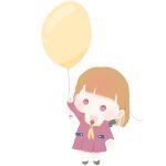  1girl balloon brown_dress brown_hair chibi chibi_only commentary_request dress hasu_no_sora_school_uniform holding holding_balloon kachimachi_kosuzu kani-san_(kani_py_74) long_sleeves love_live! love_live!_hasu_no_sora_jogakuin_school_idol_club neckerchief pink_eyes sailor_collar sailor_dress school_uniform simple_background solo virtual_youtuber white_background white_sailor_collar winter_uniform yellow_neckerchief 
