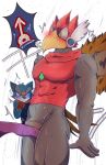 attack avian ballbusting balls_outline blush bulge canid canine canis clothing cock_and_ball_torture crotch_attack crotch_kick detailed_bulge gender_symbol genital_outline genital_torture hero hi_res japanese_text kick kicking_balls male male_symbol mammal nuntiyaku_woruf penis_outline skinsuit symbol text tight_clothing wide_eyed wolf