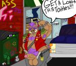 anthro balls bandolier bebop being_watched big_balls big_butt body_hair butt buttshark0 clothed clothing facial_piercing foreskin genitals graffiti happy_trail hi_res looking_at_another machine male mammal musclegut muscular muscular_male nose_piercing nose_ring partially_clothed partially_retracted_foreskin penis piercing public ring_piercing robot solo standing suid suine sus_(pig) taunting teenage_mutant_ninja_turtles thick_penis topwear truck tusks vehicle vest wild_boar
