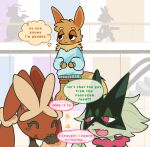 2026 ageplay anthro anthrofied biped blue_clothing blue_sweater blue_topwear blush brown_body brown_fur canid canine clothed clothing detailed_background dialogue digital_media_(artwork) dragon dragonite eevee english_text escalator eyes_closed felid feline fur generation_1_pokemon generation_4_pokemon generation_6_pokemon generation_9_pokemon green_body green_fur green_speech_bubble group hi_res humiliation infantilism lagomorph laugh lopunny lopunny_(puppypamps) lucario male mall mammal mega_evolution mega_lopunny meowscarada meowscarada_(puppypamps) muffin_(puppypamps) mythological_creature mythological_scalie mythology nintendo open_mouth open_smile pink_speech_bubble pokemon pokemon_(species) pokemorph puppypamps roleplay scalie smile speech_bubble sweater text thought_bubble toony topwear trio_focus