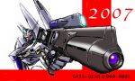  2007 aiming beam_rifle character_name commentary_request dated energy_gun english_text gaia_gear gaia_gear_alpha gundam gymg holding holding_energy_gun holding_weapon man_machine mecha mecha_focus no_humans perspective radio_antenna red_eyes robot science_fiction sketch solo upper_body weapon white_background 