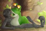 2018 3:2 anthro anthro_on_feral bestiality biped black_body black_fur black_hair bodily_fluids cave countershade_face countershade_torso countershading crystal domestic_cat duo felid feline felis feral fuf fur gastropod green_body hair inside legless lego lying lying_on_ground male male/male mammal marstan_(lurifax) messy mollusk multicolored_body on_back on_ground open_mouth rock_raiders saliva saliva_on_tongue short_hair slime slimy_slug sloppy_kiss slug two_tone_body white_body white_countershading