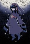  1boy animal_hat black_hair boots closed_eyes closed_mouth commentary english_commentary floating full_body hat long_sleeves male_focus moon pointy_ears purple_robe rabbit_hat ravio rem_(tsulala) robe scarf short_hair sleeves_past_wrists solo sparkle striped_clothes striped_scarf the_legend_of_zelda the_legend_of_zelda:_a_link_between_worlds 