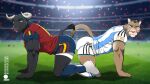 16:9 2026 alternate_version_at_paywall annoyed anthro argentina argentina_national_football_team artist_name biceps biped black_body black_eyebrows blue_clothing blue_footwear blue_legwear blue_socks blue_tights bottomwear bovid bovine brown_body brown_eyebrows brown_eyes brown_hair bust_portrait cattle clothed clothing colored cougar defiant digital_drawing_(artwork) digital_media_(artwork) duo english_text eyebrows felid feline fifa footwear hair hi_res horn legwear male male/male mammal markings mixed_media multicolored_body muscular muscular_anthro muscular_male nipples patreon patreon_logo patreon_username photo_background photography_(artwork) piercing pink_nose portrait red_jersey rivalry saintbullart shaded shoes shorts signature smile smirk smirking_at_partner soccer soccer_field soccer_jersey soccer_player soccer_uniform socks spain spain_national_football_team sport sportswear tail tail_tuft tan_body text tight_bottomwear tight_clothing tight_shorts tights topwear triceps tuft two_tone_body uniform whiskers white_clothing white_footwear white_legwear white_socks white_tights widescreen world_cup