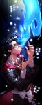  1boy 2026 absurdres black_hair black_pants black_robe character_name collared_shirt commentary dated deer diagonal-striped_clothes diagonal-striped_necktie facial_mark falling_petals flower glasses green_eyes hair_between_eyes happy harry_potter harry_potter_(series) highres hogwarts_school_uniform lightning_bolt_facial_mark lightning_bolt_symbol male_focus necktie noname0516 one_eye_closed pants parted_bangs patronus petals robe round_eyewear scar scar_on_face scar_on_forehead school_uniform shirt short_hair striped_clothes striped_necktie untranslatable_commentary upper_body white_flower white_petals white_shirt wizarding_world 