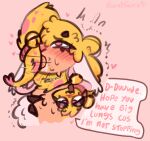 anthro asphyxiation bean0tastic bean0worm_(bean0tastic) beanie_(bean0tastic) bell bell_collar blonde_hair blush bodily_fluids bovid caprine choking clenching collar deep_throat dialogue duo fingers fluffy forced hair heart_symbol hi_res hooved_fingers hooves horn male male/male mammal oral oral_penetration penetration selfcest sex sheep speech_bubble square_crossover sweat tears thrusting worm