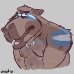 1:1 2026 anthro argentina_national_football_team barazoku belly biceps big_belly big_muscles big_pecs capybara caviid embarrassed embarrassed_expression embarrassed_naked_male grey_background hi_res male mammal manly musclegut muscular muscular_anthro muscular_arms muscular_male nanoff nipples nude nude_anthro nude_male pecs penis_shadow rodent simple_background solo thick_arms