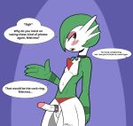 accessory alexander_(magra215) balls blush chest_spike choker cock_ring colored dialogue digital_drawing_(artwork) digital_media_(artwork) english_text erection femboy gardevoir generation_3_pokemon genitals green_hair hair hi_res humanoid humanoid_genitalia humanoid_penis jewelry magra123 magra215 magra_(artist) male male_humanoid necklace nintendo penis penis_accessory penis_jewelry pokemon pokemon_(species) redraw solo speech_bubble spikes spikes_(anatomy) standing text