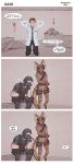 2026 absurd_res arthropod bandolier belt black_sclera blood bodily_fluids brown_body bulletproof_vest casualties:_unknown clothed clothed_human clothed_male clothing coat colored comic corpse death dialogue digital_media_(artwork) digitigrade dune_(gunsawian) duo english_text exoskeleton fully_clothed fully_clothed_human fully_clothed_male gun gunsaw gunsawian handgun hands_behind_head hi_res human humanoid imminent_death kerchief lab_coat looking_at_another male mammal mesa_(warjenkins) partially_clothed partially_clothed_anthro pistol pistol_holster ranged_weapon scientist sitting smile standing tactical_gear tail text topwear trigger_discipline warjenkins weapon
