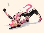 4:3 arched_back blonde_hair bodily_fluids duo ejaculation excessive_genital_fluids excessive_saliva female genital_fluids gwen_stacy gwenom hair hi_res human mammal nahadon open_mouth orgasm saliva spread_legs spreading symbiote transformation vaginal_fluids vaginal_squirting