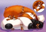3_toes 5_fingers ailurid anthro arinadler balls big_balls big_breasts big_penis big_tail bite black_nipples black_penis blue_stripes bottomwear bouncing breast_squish breasts brown_body brown_bottomwear brown_clothing brown_fur brown_hair brown_shorts close-up clothed clothed_anthro clothed_female clothing dipstick_tail duo feet female fingers flaccid fluffy fluffy_tail foreskin fur genitals green_eyes gynomorph hair happy hi_res holding_hair hug huge_balls huge_breasts huge_hips huge_penis huge_tail hugging_another hugging_balls hyper hyper_balls hyper_breasts hyper_genitalia hyper_hips hyper_penis intersex jerint_(pelleelle) jumping_on_another larger_intersex leaning_against_breasts long_tail looking_at_viewer looking_down looking_down_at_another lying lying_on_self mammal markings multicolored_body multicolored_fur multiple_positions nipples nude_anthro nude_intersex on_side penis pigtails red_panda shirt shorts sibling_(lore) sister_(lore) sisters_(lore) size_difference smaller_female smile squish story story_at_source story_in_description stripes tail tail_bite tail_in_mouth tail_markings toes topwear touching_hair under_boob uzula_(pelleelle) white_balls white_body white_fur white_hair white_tail_tip wide_hips