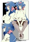  blouse blue_hair blush breasts green_eyes headband high_heels huge_breasts klan_klein macross macross_frontier miwa_hitomi pantyhose pointy_ears shoes 