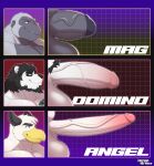 absurd_res angel_(midnighthossman) anthro ape aroused aroused_male avian ball_size_difference balls beak bear beard big_balls big_muscles big_pecs big_penis black_beard black_body black_eyebrows black_facial_hair black_fur black_hair black_pubes black_sideburns blue_eyes chest_tattoo cocky cocky_grin comparing comparing_balls comparing_penis domino_(midnighthossman) english_text erection eyebrows facial_hair fur genitals giant_panda gorilla green_eyes grey_body grey_fur grin group gryphon hair haplorhine hi_res mag_(midnighthossman) male mammal manly model_sheet muscular muscular_anthro muscular_male mythological_avian mythological_creature mythology nude nude_anthro nude_male orange_eyes padzyan pecs penis penis_size_difference presenting presenting_balls presenting_body presenting_penis primate pubes showing_off_muscles sideburns smile smirk tattoo text thick_eyebrows tough_guy trio ursine vein veiny_penis white_body white_fur