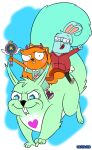 alpha_channel anthro barry_buns blue_body blue_fur bryanvelasquez87 clothing cosplay crossover crossover_cosplay disney dress duo female feral fur hair holding_object holding_wand kiff_(series) kiff_chatterley lagomorph leporid long_hair male mammal marco_diaz orange_body orange_fur rabbit rodent sciurid star_butterfly star_vs._the_forces_of_evil teal_clothing teal_dress tree_squirrel wand