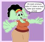 anthro bell breasts cleavage clothed clothing dress elephant elephantid english_text female hi_res kiyana_(marcodile) long_dress mammal marcodile proboscidean slightly_chubby solo spread_arms text wide_hips