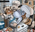 absurd_res accessory anal anal_penetration antelope anthro anthro_on_anthro anthro_penetrated anthro_penetrating anthro_penetrating_anthro bodily_fluids bovid brown_body brown_fur cellphone clothed clothed_sex clothing coffee_mug collared_shirt cum cum_in_a_cup cum_in_container cum_in_mouth cum_inside dress_shirt drinking drinking_cum duo electronics felid fur gazelle genital_fluids hair hi_res jerro lion male male/male male_penetrated male_penetrating male_penetrating_male mammal necktie office pantherine penetration penile penile_penetration penis_in_ass phone photo photocopier predator/prey sex shirt topwear trash_can unprofessional_behavior whiskers white_body white_fur white_hair