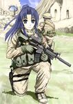  aor1_(camo) asakura_ryouko assault_rifle bad_id bad_pixiv_id blue_eyes blue_hair camouflage canada colt_canada_c7_rifle digital_camouflage gun load_bearing_vest long_hair military ponytail rifle solo sumisi suppressor suzumiya_haruhi_no_yuuutsu trigger_discipline weapon 