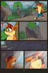 2:3 absurd_res activision anthro bandicoot blinded blue_sky cave cavern clothing cloud comic comic_panel crash_bandicoot_(series) exclamation_point footwear forest fur g_bunn gloves grass hand_on_eye handwear hi_res jumping jungle leaf light light_beam male mammal marsupial minerals mohawk mold_(fungus) moss musical_symbol nature nature_background nipples orange_body orange_fur palm_tree plant rock running shoes short sky skyscape sneakers solo sunbeam sunlight surprised symbol tree vines walking waterfall whistling
