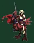  agrias_oaks armor bad_id bad_pixiv_id barding blonde_hair cape cavalry chocobo final_fantasy final_fantasy_tactics gloves green_background ramii serious sword weapon 
