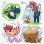 1:1 2025 after_vore animate_inanimate belly big_belly brown_body brown_fur butt duo eevee feral fur generation_1_pokemon hair hi_res human living_plushie mammal nintendo outside overweight plushie pokemon pokemon_(species) red_hair tur0 tur0_dx vore