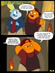 2025 3:4 absurd_res adjusting_hat anthro apron backwards_baseball_cap backwards_hat baseball_cap black_eyes blue_body blue_clothing blue_coat blue_eyes blue_topwear blurred_background bottomwear button_(fastener) cafe charmander chonkymouse clothing coat collared_shirt colored comic dialogue digital_drawing_(artwork) digital_media_(artwork) dj_charmander dress_shirt duo english_description english_text facial_markings fangs fin fire flaming_tail flat_colors generation_1_pokemon generation_8_pokemon hands_behind_back hat head_fin head_markings headgear headwear hi_res male markings multicolored_body night nintendo onomatopoeia orange_body orange_tail page_number pants pokemon pokemon_(species) red_apron red_baseball_cap red_clothing red_dress_shirt red_hat red_headwear red_shirt red_topwear shirt simple_background simple_eyes sobble sound_effects spanish_text speech_bubble tail tan_bottomwear tan_clothing tan_pants teeth text time_card topwear working yellow_fin