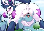 andromorph_(lore) anus ball_goggles balls balls_on_face blue_body blush bodily_fluids buru_(swaguora) colored duo dustedpollen eeveelution fan_character female female_feral femboy feral feral_on_feral flukes fog frill_(anatomy) generation_1_pokemon generation_6_pokemon genitals glistening glistening_body hand_on_balls hi_res intraspecies male male/female male_feral musk nintendo pokemon pokemon_(species) quadruped showers_the_vaporeon smile sweat sylveon vaporeon