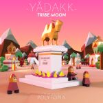  3d architecture book commentary copyright_name dark_skin disembodied_foot east_asian_architecture english_commentary fez_hat gold gradient_background hat highres minimalism moose mountain mountainous_horizon official_art statue tent the_battle_of_polytopia title turkish_clothes voxel_art yadakk_(polytopia) 