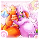 1:1 2026 :3 antennae_(anatomy) anthro blush blush_lines border colored colored_line_art curled_tail digital_drawing_(artwork) digital_media_(artwork) dragon dragonite duo felipotyphlosion female female_anthro generation_1_pokemon generation_6_pokemon glistening glistening_body goodra green_eyes green_markings hi_res hug hugging_another light lighting male male/female male_anthro markings membrane_(anatomy) membranous_wings mythological_creature mythological_scalie mythology nintendo open_mouth open_smile orange_body pattern_background pink_background pokemon pokemon_(species) purple_body romantic romantic_ambiance romantic_couple scalie simple_background slime smile sticker tail tan_body thick_tail thick_thighs white_border wings